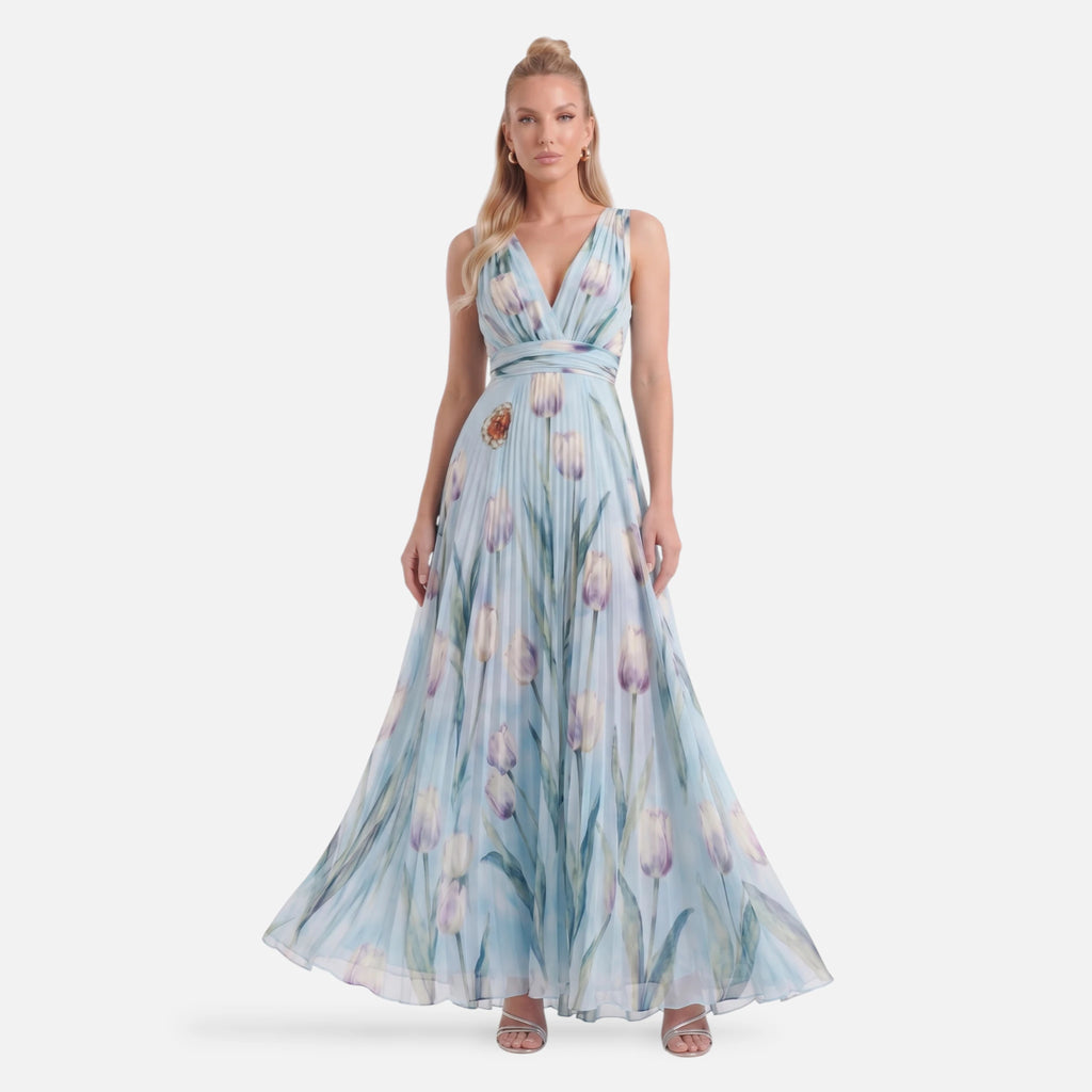 Vellouran | Women's Tulip Print Wedding Guest Dress
