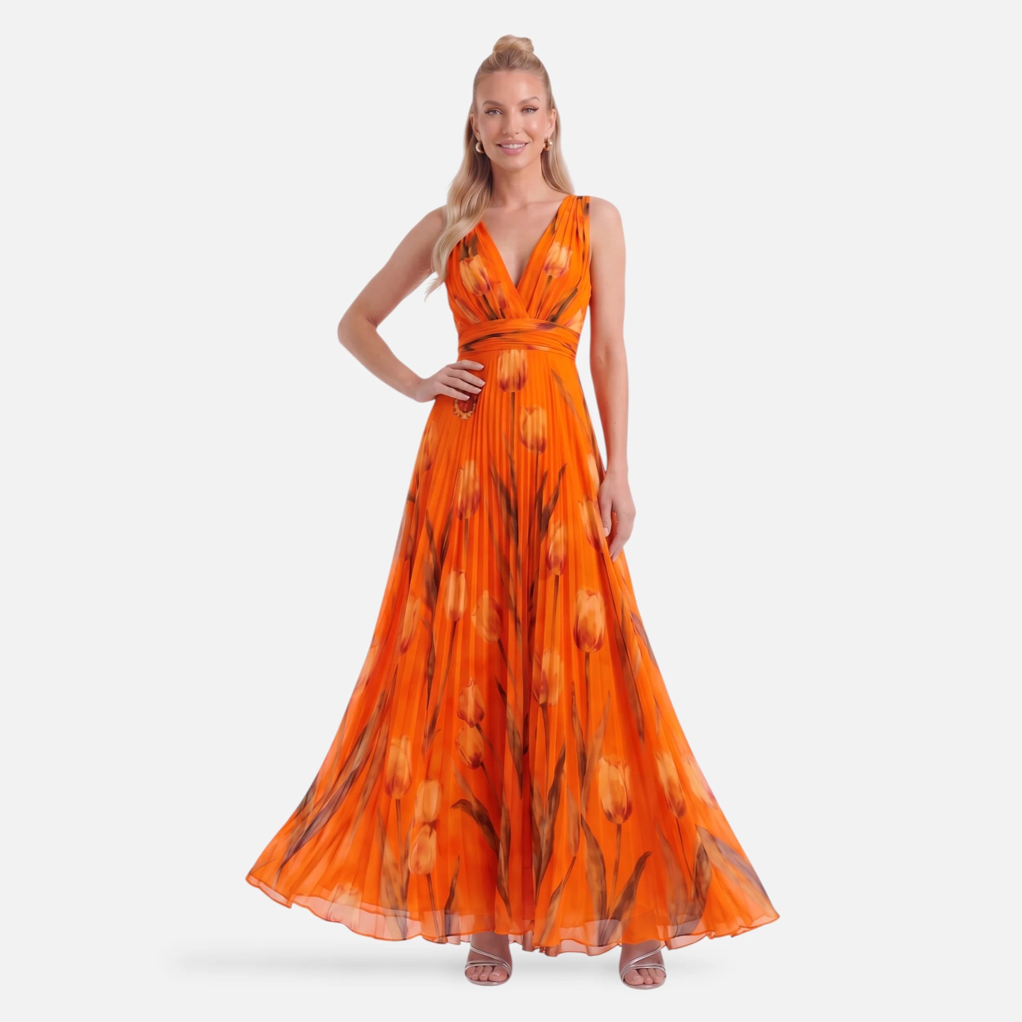 Vellouran | Women's Tulip Print Wedding Guest Dress