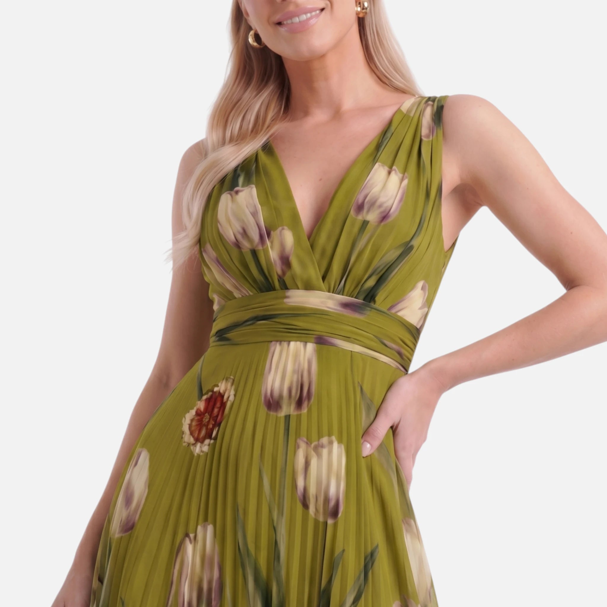 Vellouran | Women's Tulip Print Wedding Guest Dress