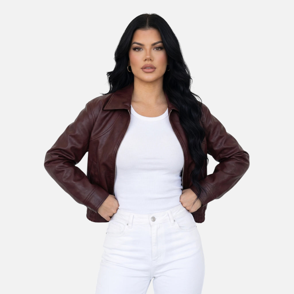 Vellouran | Women’s Faux Leather Vintage Jacket