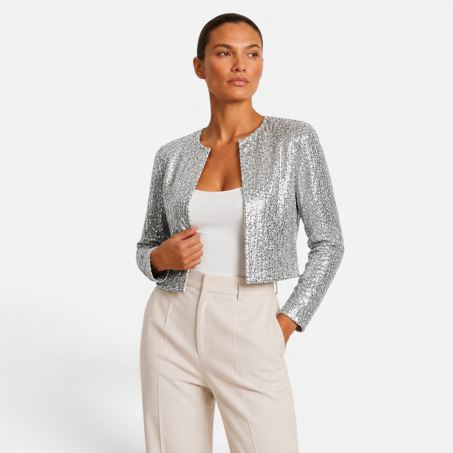 Vellouran | Women's Cropped Sequin Blazer