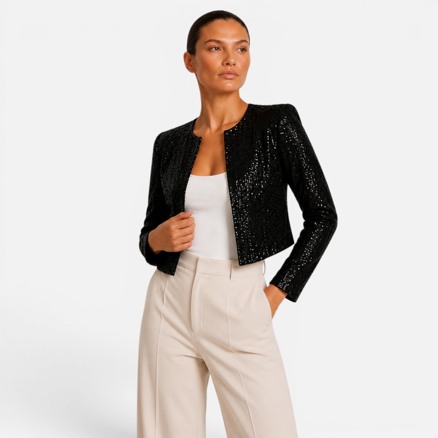 Vellouran | Women's Cropped Sequin Blazer