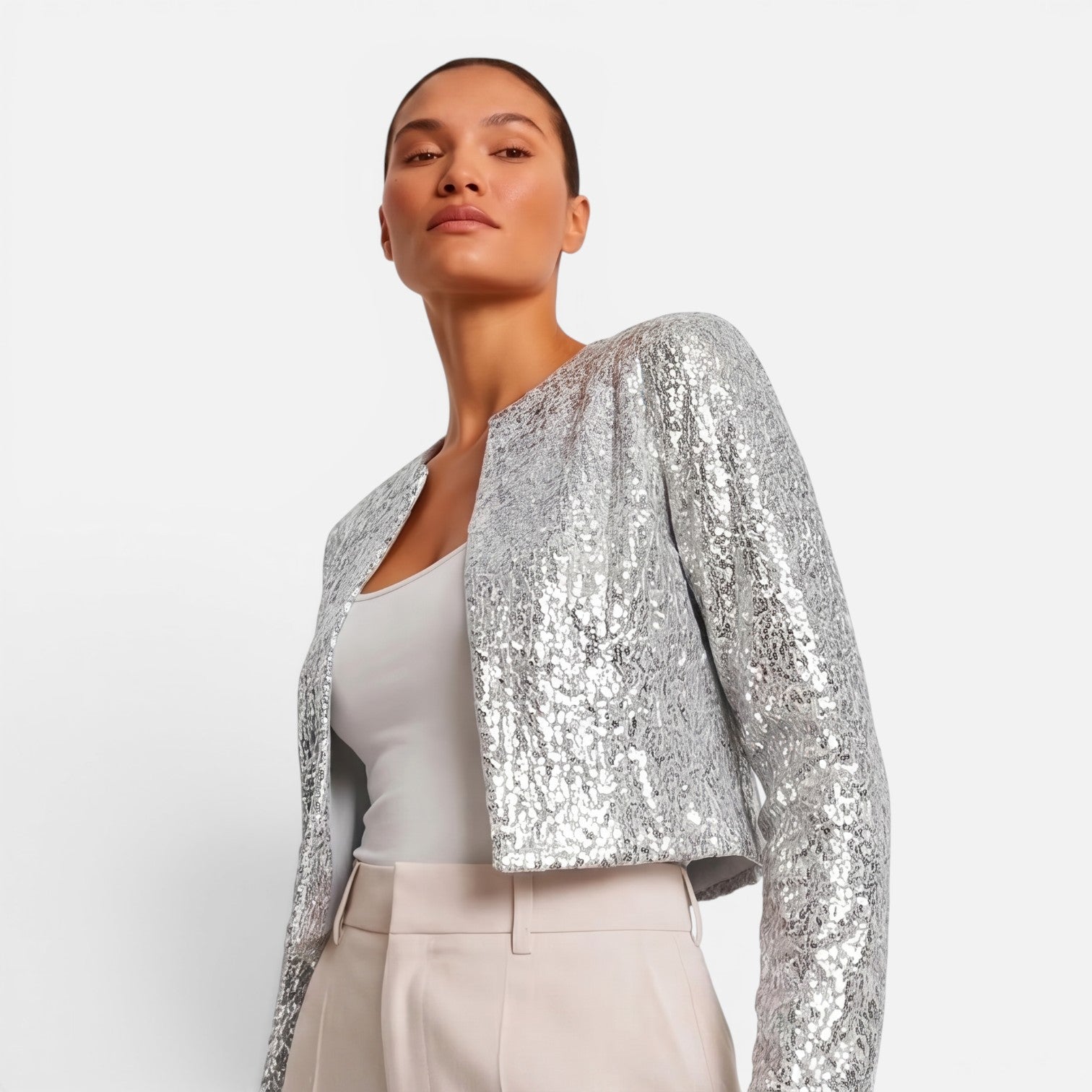 Vellouran | Women's Cropped Sequin Blazer