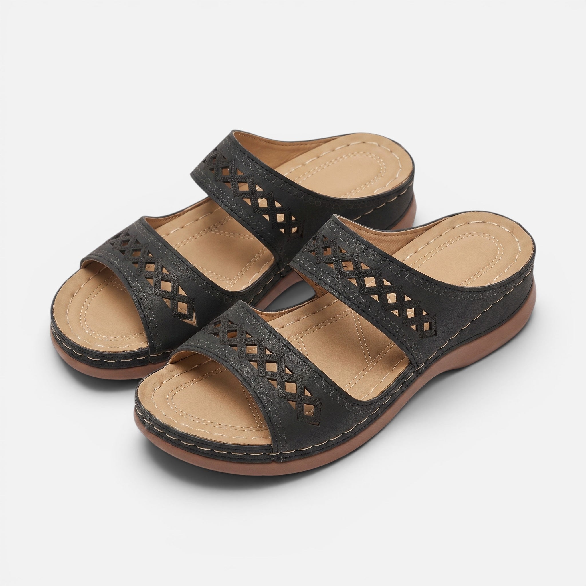 Vellouran | Women's Cushioned Leather Sandals - Soft Supportive Insole and Ankle strap