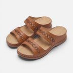 Vellouran | Women's Cushioned Leather Sandals - Soft Supportive Insole and Ankle strap