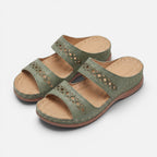 Vellouran | Women's Cushioned Leather Sandals - Soft Supportive Insole and Ankle strap