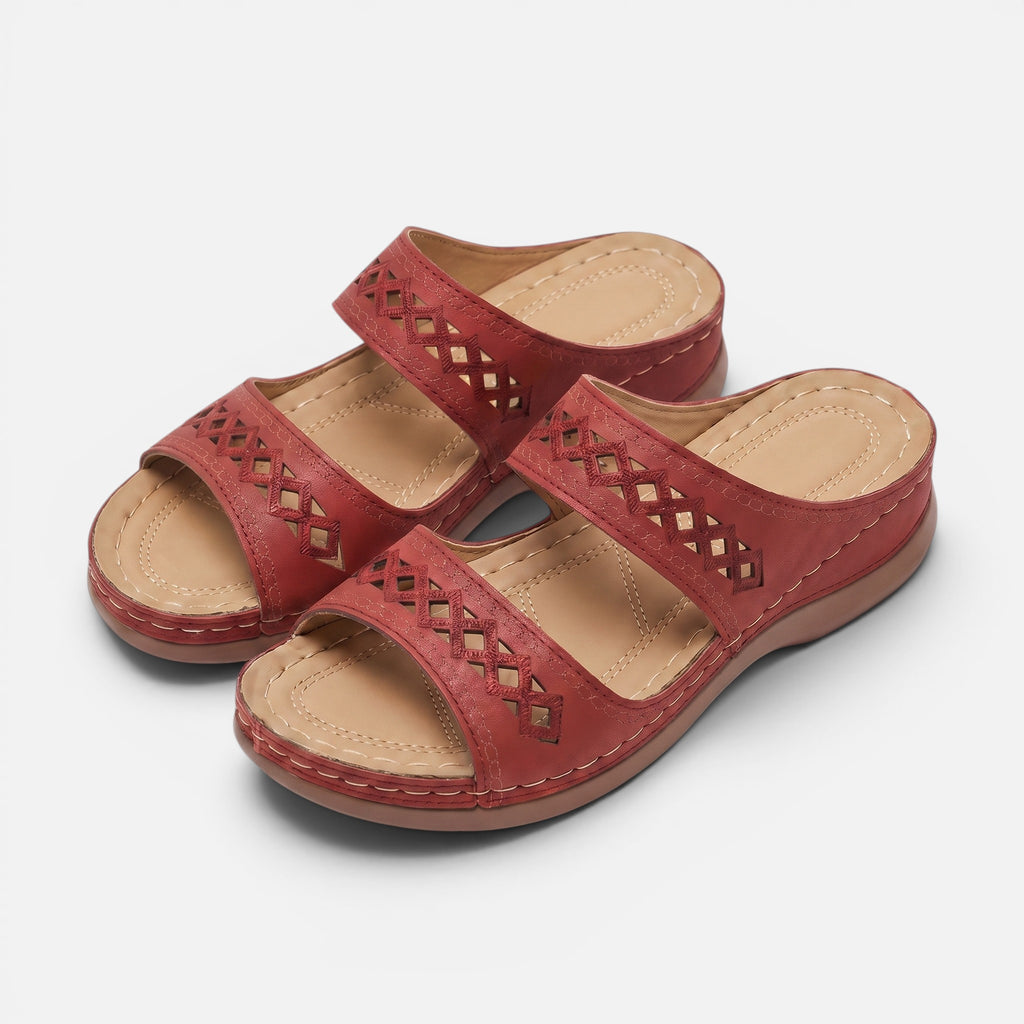 Vellouran | Women's Cushioned Leather Sandals - Soft Supportive Insole and Ankle strap
