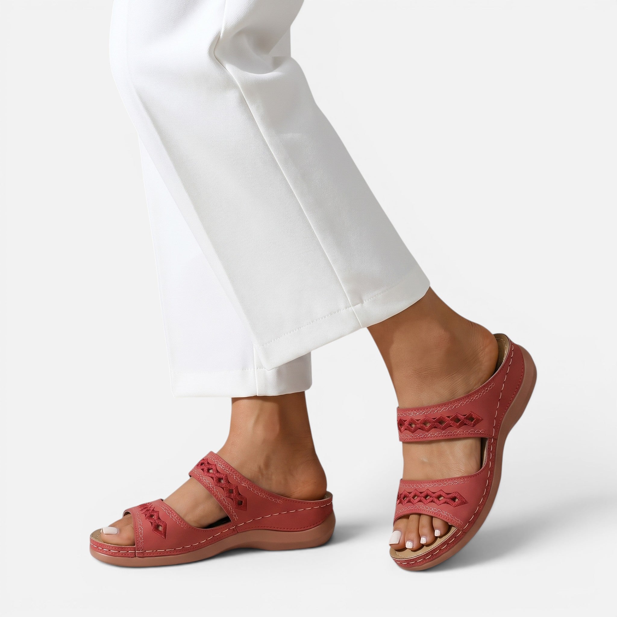 Vellouran | Women's Cushioned Leather Sandals - Soft Supportive Insole and Ankle strap