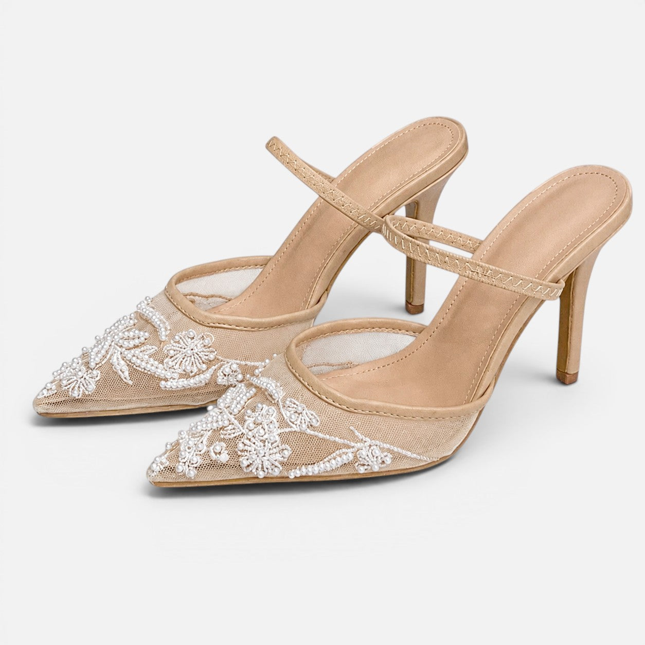 Vellouran | Women's Embroidered Mesh Heels