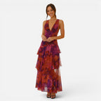 Vellouran | Women's Maxi Dress - Deep V Neckline Summer Style