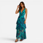 Vellouran | Women's Maxi Dress - Deep V Neckline Summer Style