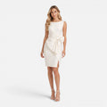 Vellouran | Women's Sleeveless Midi Dress with Boat Neck and Side Bow Detail