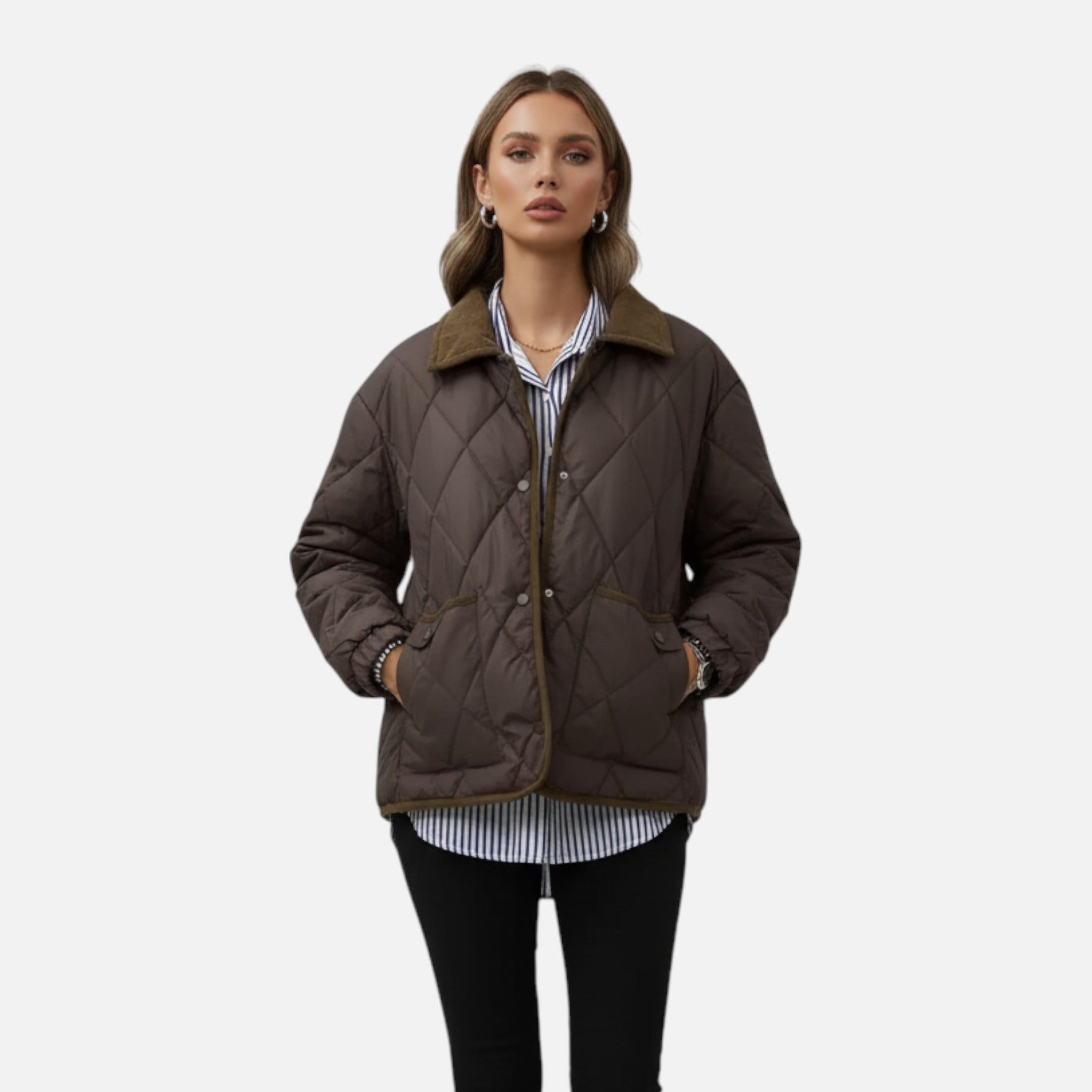 Vellouran | Women’s Brown Quilted Jacket