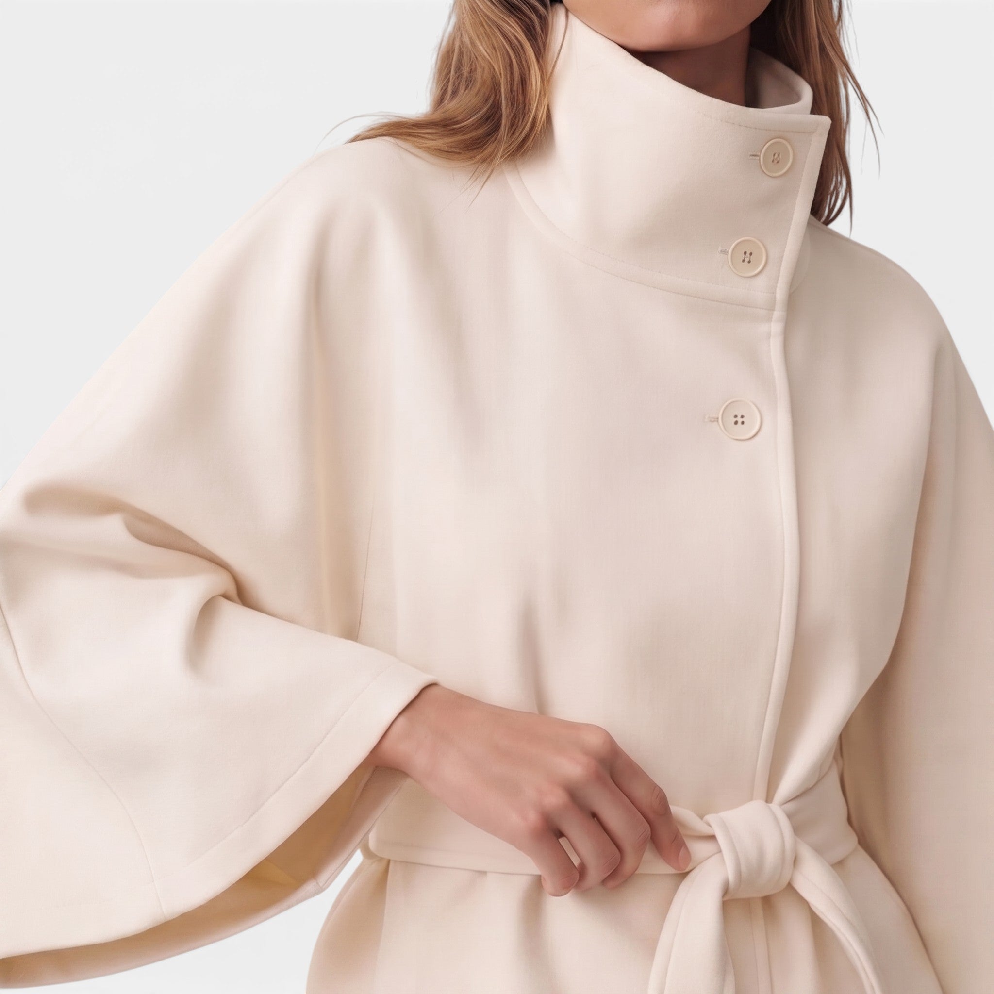 Vellouran | Women's Spring Jacket with High Collar and Removable Belt