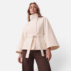 Vellouran | Women's Spring Jacket with High Collar and Removable Belt