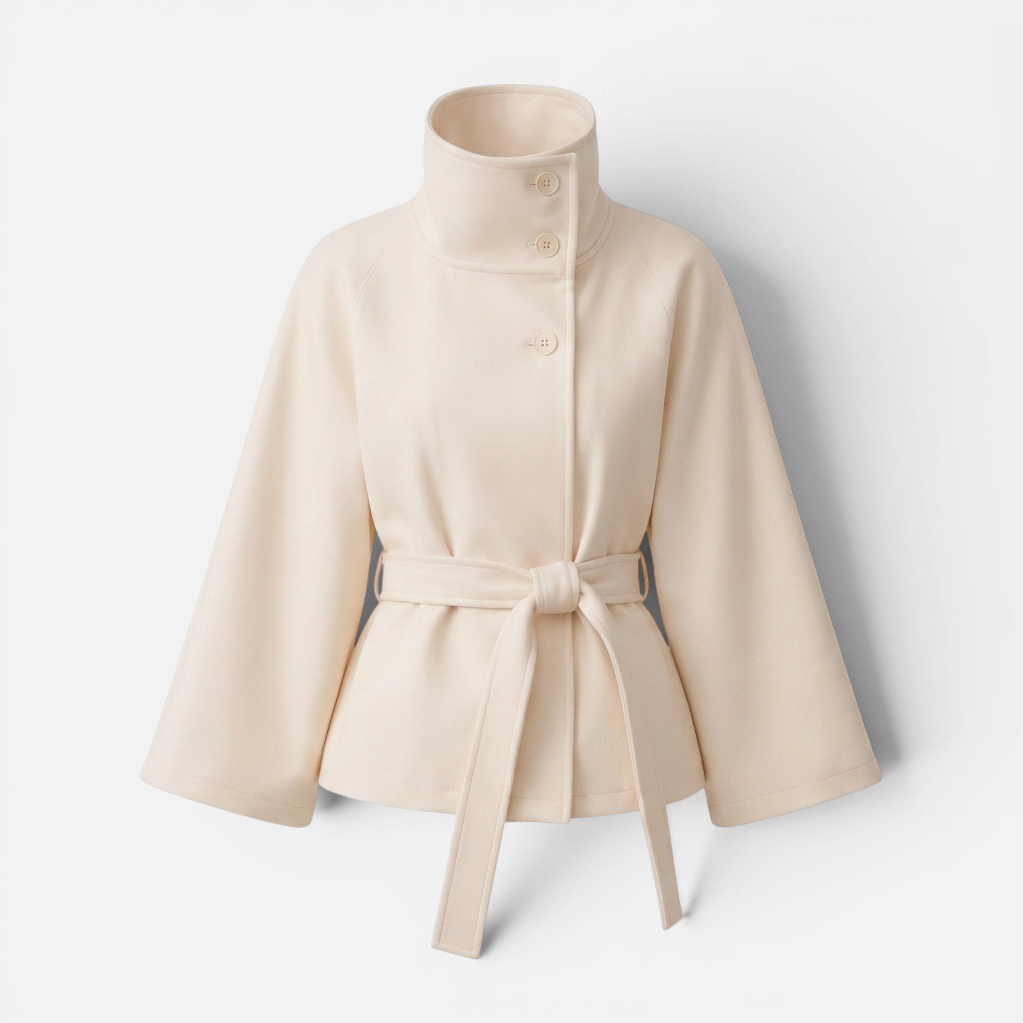 Vellouran | Women's Spring Jacket with High Collar and Removable Belt