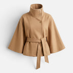 Vellouran | Women's Spring Jacket with High Collar and Removable Belt