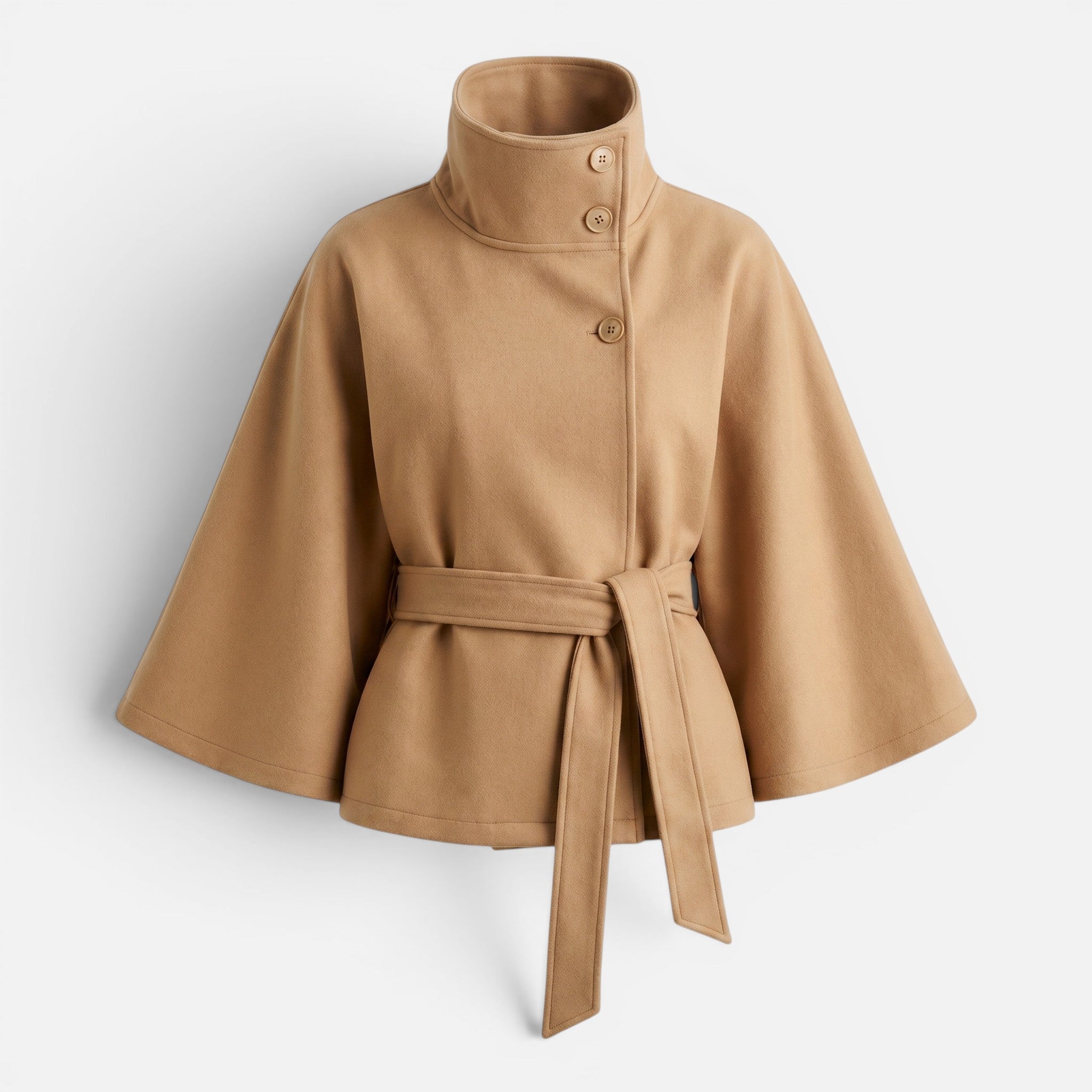 Vellouran | Women's Spring Jacket with High Collar and Removable Belt
