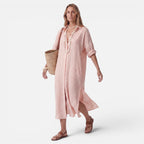 Vellouran | Women's Striped Button-Down Midi Dress