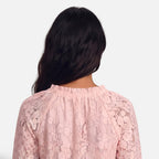 Vellouran | Women's Textured Lace Blouse Relaxed Style Top