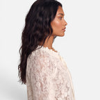 Vellouran | Women's Textured Lace Blouse Relaxed Style Top