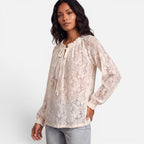 Vellouran | Women's Textured Lace Blouse Relaxed Style Top