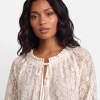 Vellouran | Women's Textured Lace Blouse Relaxed Style Top