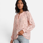 Vellouran | Women's Textured Lace Blouse Relaxed Style Top