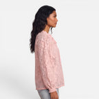 Vellouran | Women's Textured Lace Blouse Relaxed Style Top