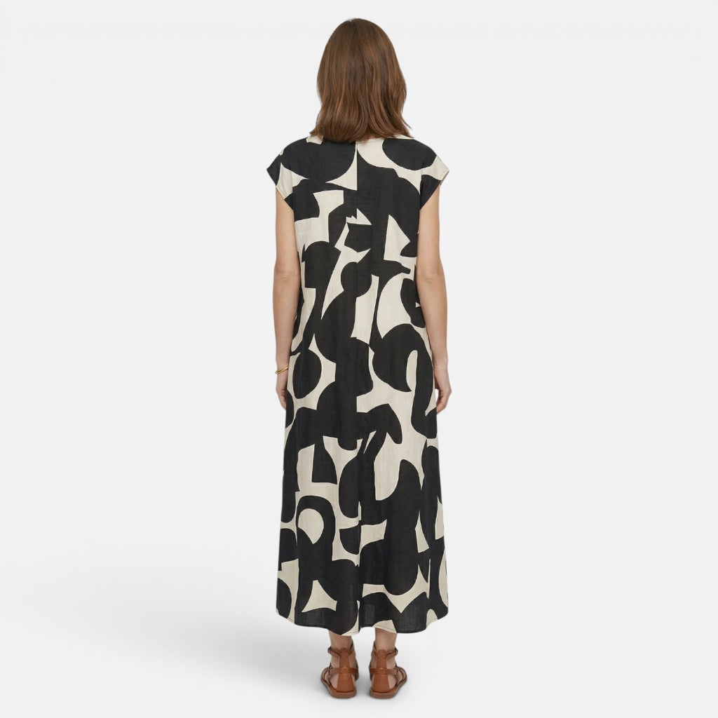 Vellouran | Women's V Neck Maxi Dress with Stylish Print for Summer