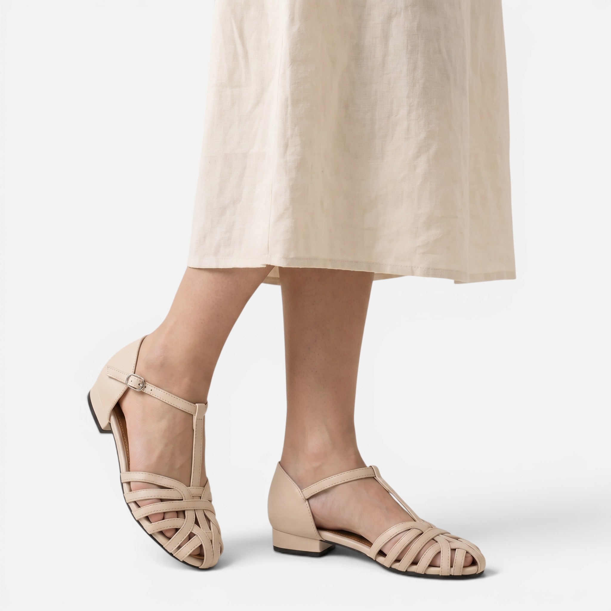 Vellouran | Women's Woven Leather Block Heel Sandals