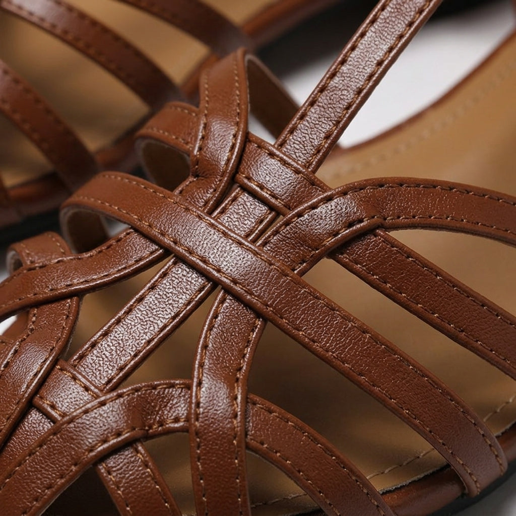 Vellouran | Women's Woven Leather Block Heel Sandals