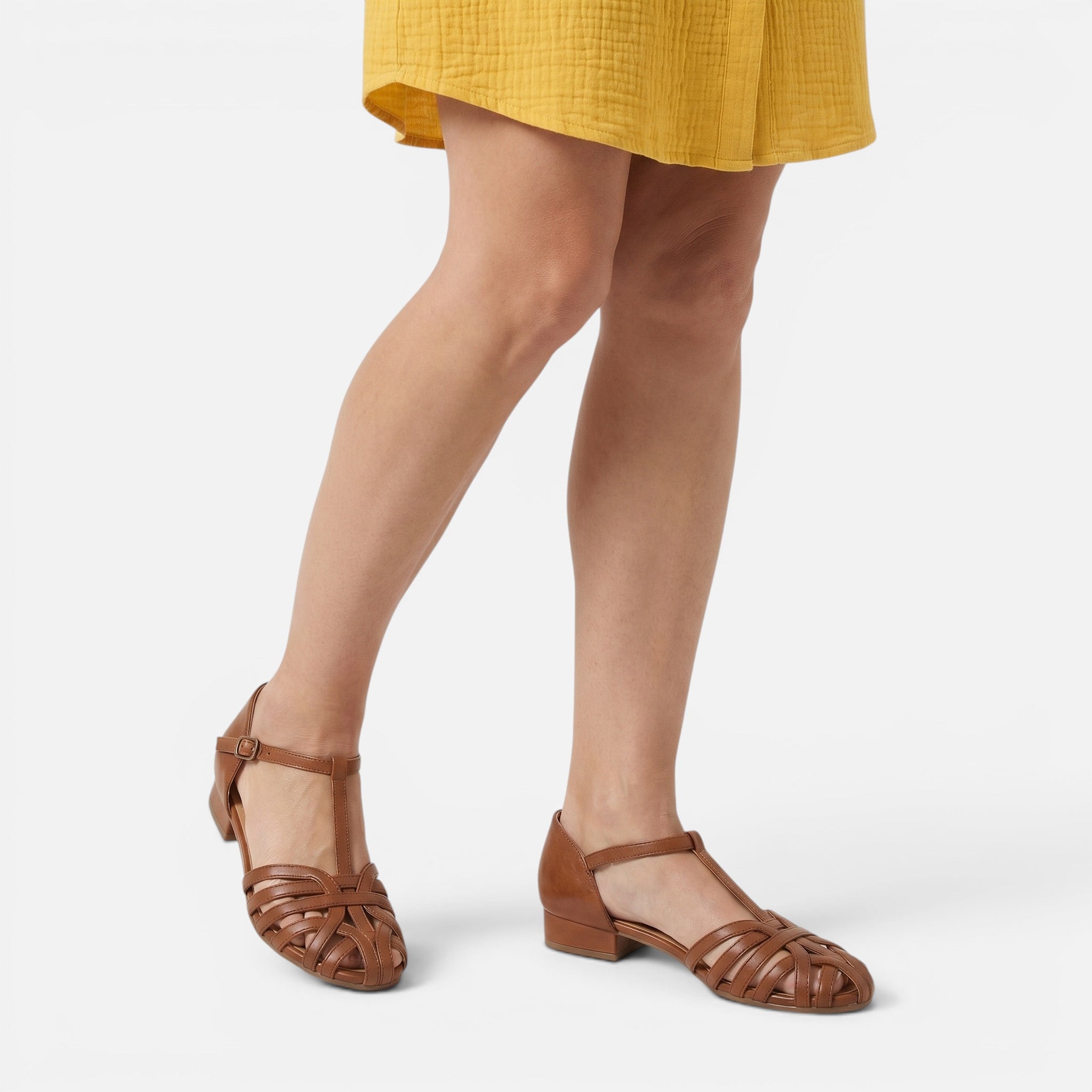 Vellouran | Women's Woven Leather Block Heel Sandals